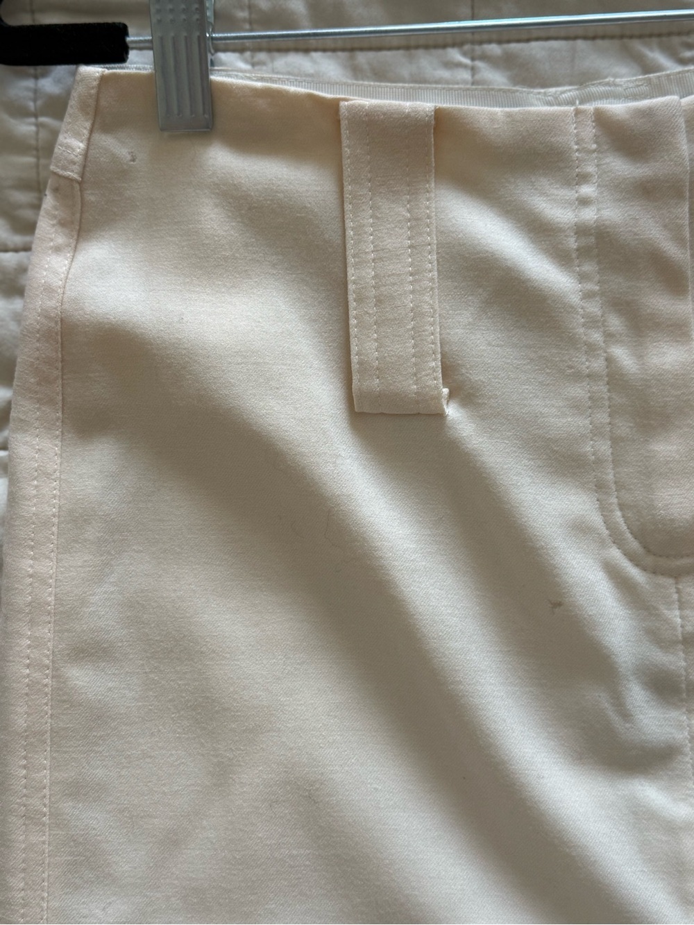 Express 98% Wool Cream Pencil Skirt Size 1/2 Stretch Front Slit Workwear - Picture 4 of 5